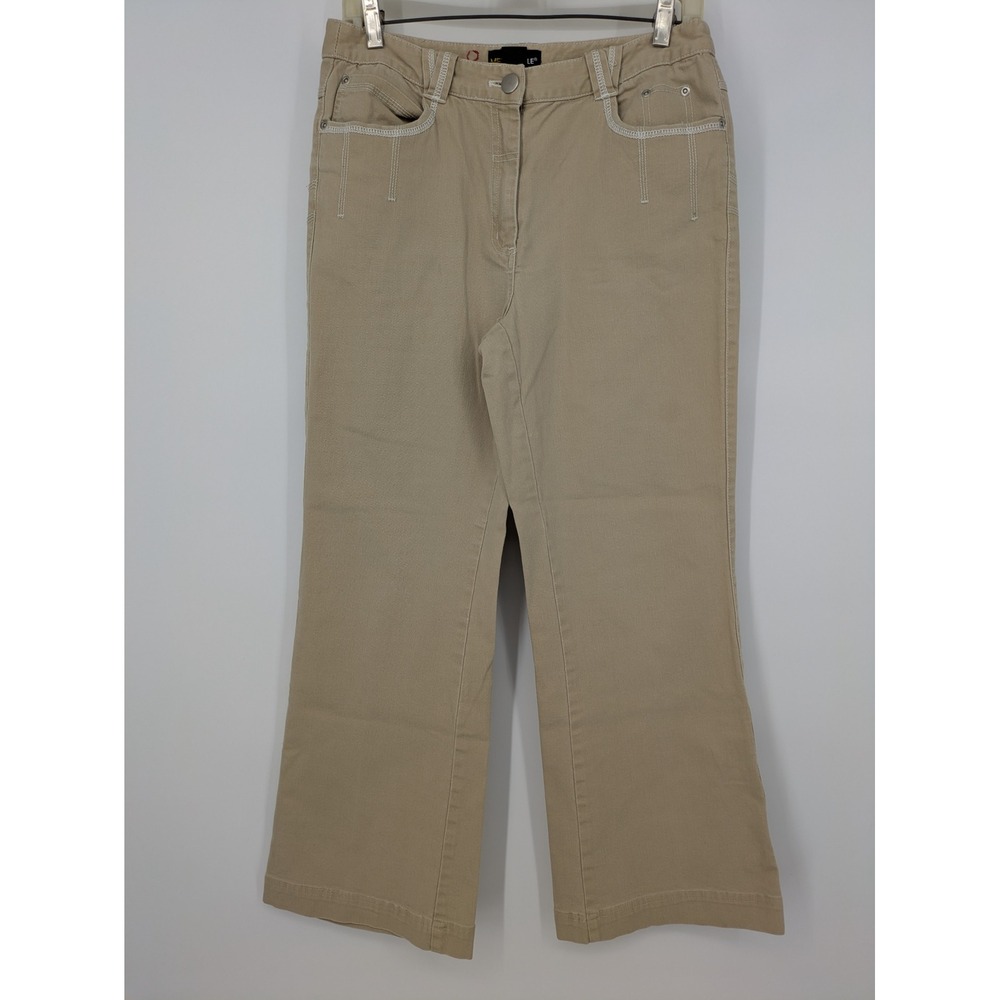 Utility Stretch Pants Women 8 Tan Khaki Wide Leg Contrast Stitch Y2K Gorpcore